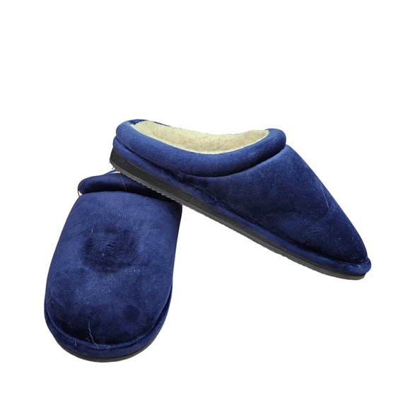 Polo Ralph Lauren Other - Polo Ralph Lauren Klarence Mens Navy Blue Microsuede Scuff Slippers Size 7